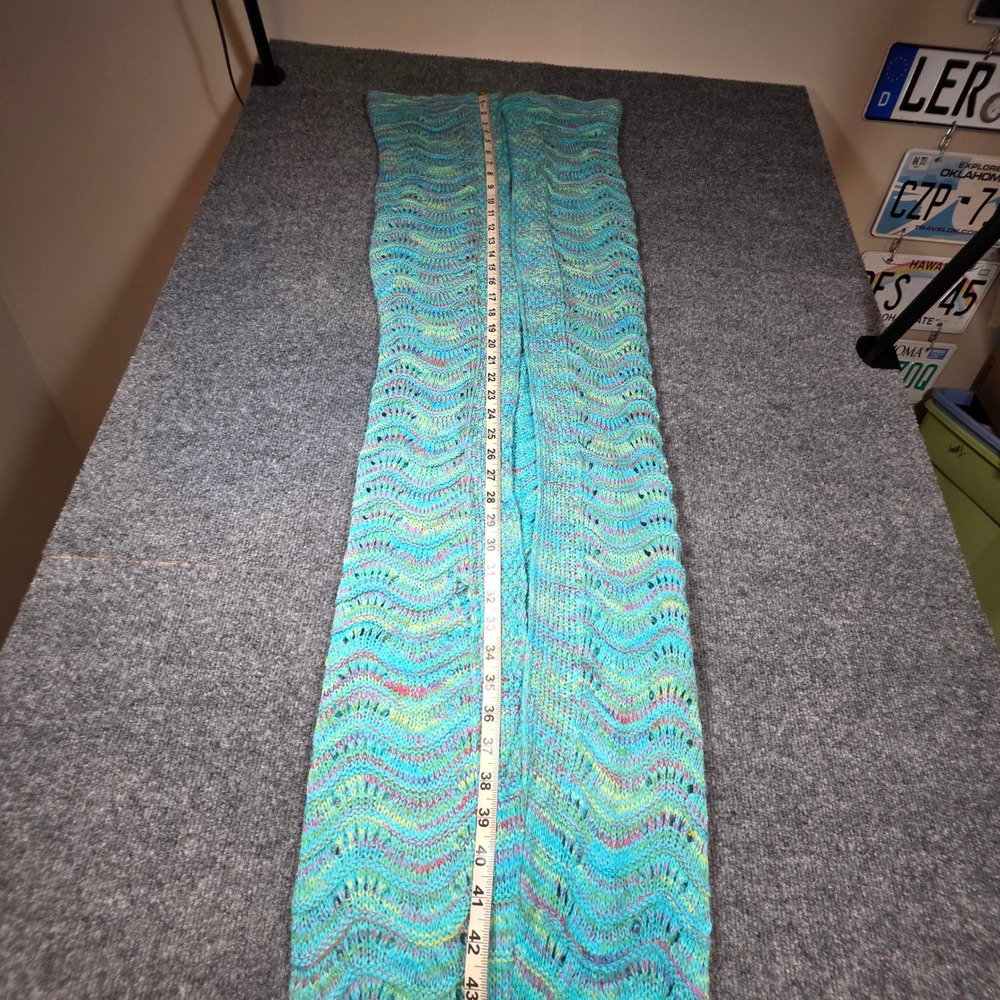 Mermaid‎ Tail Blanket Knit Crochet Turquoise Wave Pattern Cocoon Throw Afghan - Picture 6 of 10
